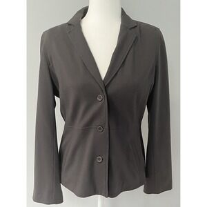 Eileen Fisher Women's Button Front Blazer Jacket Silk Lined‎ Gray Petite M